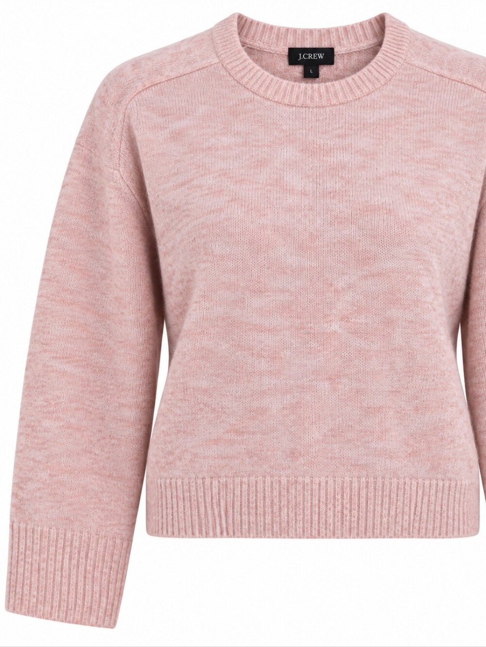 J.CREW | Heathered Peach Pink Merino Wool Alpaca Cropped Crewneck Sweater | L